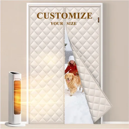 Vista 17 de MAGZO Cortina magnética para puerta con aislamiento térmico, 32" x 80", Oxford mejorado relleno de algodón engrosado, manta aislante resistente a