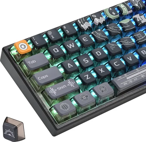 Vista 31 de Fogruaden Juego de teclas PBT, teclas personalizadas de perfil cereza para teclas de teclado mecánico (9009)