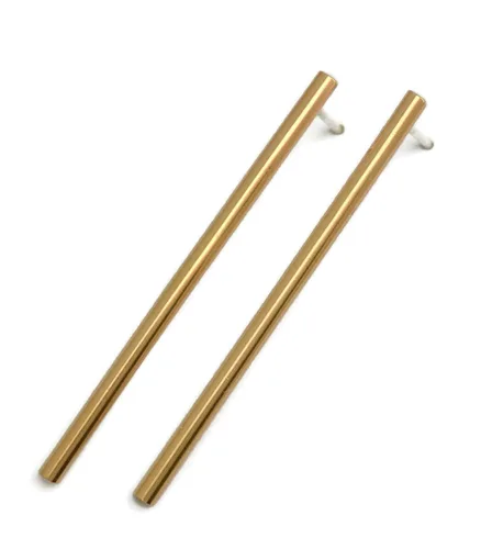 Vista 5 de 2 inch long 3mm very thin 14k yellow gold filled post bar stud earrings minimalist geometric earrings for women sterling silver post