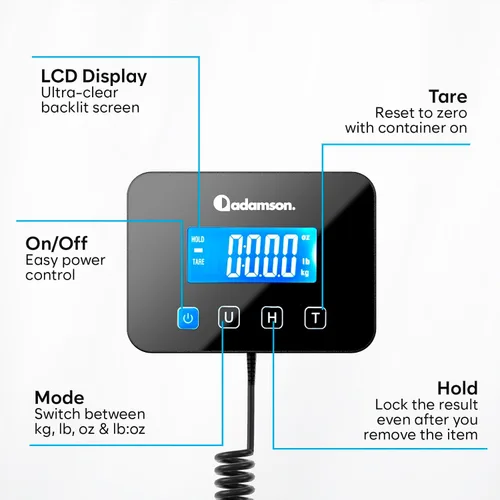 Vista 4 de Báscula de envío para pequeñas empresas – 440 lbs/0.35oz – Báscula postal digital de alta precisión con función de sujeción/tara – perfecta