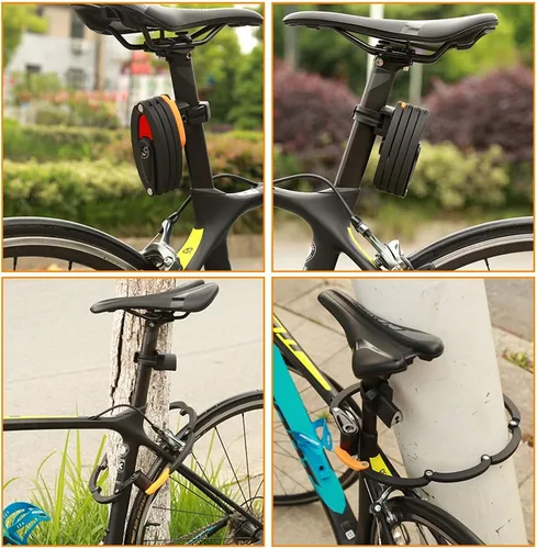 Vista 2 de WOTOW Candado plegable para bicicleta, de acero resistente, con soporte de montaje, cerradura de bicicleta antirrobo de 35 pulgadas con 3 llaves