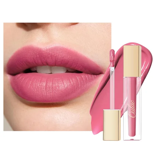 Vista 17 de Oulac Lápiz labial rosa intenso mate para mujer, lápiz labial rosa de larga duración, pintalabios líquidos sin transferencia, color de labios de M06