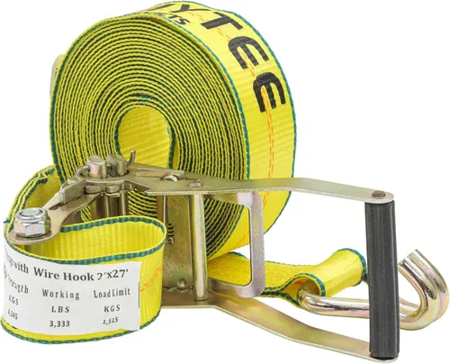 Vista 14 de Mytee Products Correas de amarre de trinquete con gancho de alambre, correa de trinquete de 2 pulgadas x 27 pies 10,000 libras de resistencia a