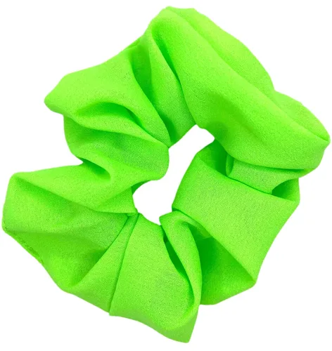 Vista 2 de Bandas elásticas para el cabello de neón, coleteros de color liso verde neón (4 unidades)