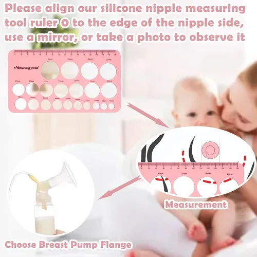 Vista 4 de Reglas de pezón para tamaño de brida, silicona y brida suave medida de tamaño para pezones, herramienta de medición de brida de pezón con cinta