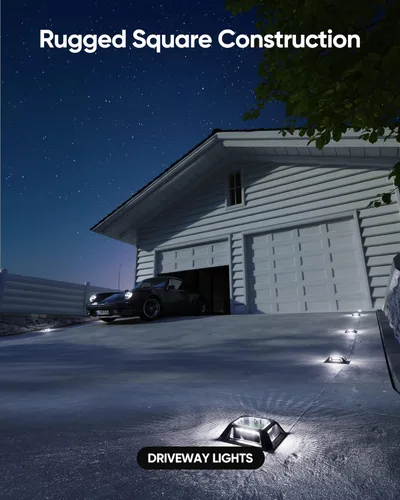 Vista 5 de JACKYLED Luces solares para cubierta, luces de muelle de entrada, paquete de 8 unidades, 12 LED para exteriores, IP68, marcadores de carretera