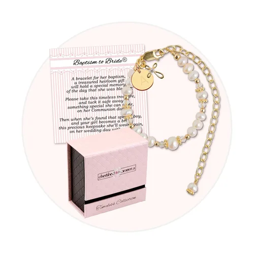 Vista 5 de Cherished Moments Pulsera de cruz de bautismo a novia para niños en plata de ley 925