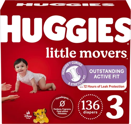 Vista 12 de Pañales Huggies tamaño 3, Little Movers para bebés, talla 3 (16-28 libras), 25 unidades, el empaque puede variar