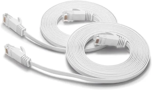 Vista 8 de BUSOHE Cable Ethernet Cat6 de 20 pies, color blanco, Cat-6 plano RJ45 para computadora, Internet LAN, red Ethernet, cable de conexión Ethernet - 20