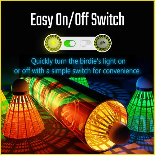 Vista 5 de EAGLES Glow in The Dark Badminton Shuttlecocks - 5, 10 or 11 Pack Lighting Birdies, Nylon LED or 360° Glow Birdie Balls for Badminton Set Plastic