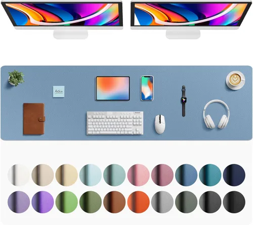 Vista 66 de Aothia Protector de Escritorio de Cuero, Alfombrilla para Ratón, Alfombrilla de Escritorio de Oficina, Secante de Escritorio de Cuero PU
