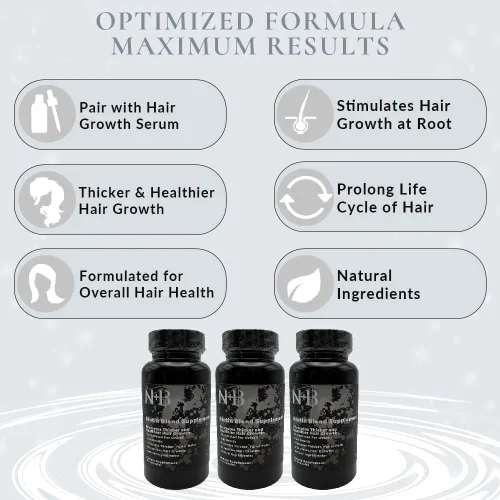 Vista 7 de Nicole + Brizee N+B Vitaminas para el crecimiento del cabello, con biotina, vitamina C, zinc y vitamina B12, fórmula para el cuidado del cabello a