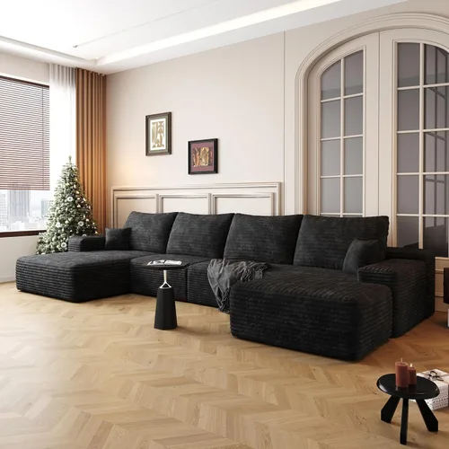 Vista 25 de Sofás seccionales de 105" para sala de estar, sofá nube con forma de L tapizado sin estructura rígida, sofá seccional moderno modular con chaise