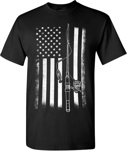 Camiseta de pesca con la bandera americana, divertidas camisas de pesca para hombre, camisetas gráficas para hombre