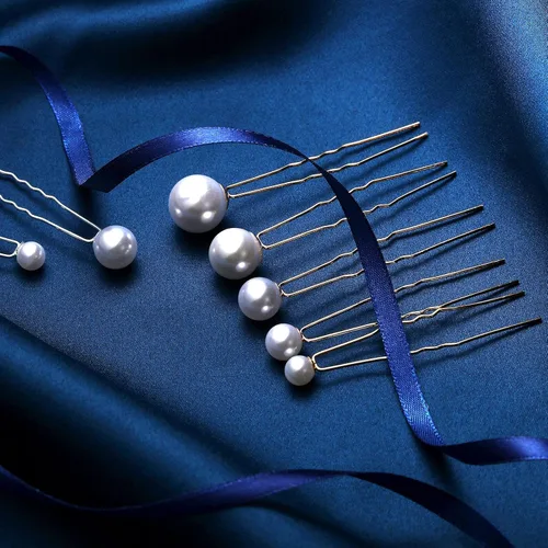 Vista 3 de 32 horquillas para el pelo de perlas nupciales con diamantes de imitación, accesorios para el cabello, pasador en forma de U para novia, dama