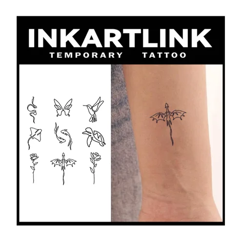 Vista 11 de INKARTLINK Tattoo Tech, 9 Diseños/1 Hoja Tatuajes Semipermanentes Pequeños, Tatuajes Temporales, Duración de 1-2 Semanas, Impermeables, Aspecto Flor