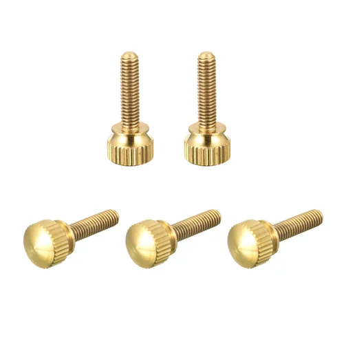 Vista 30 de uxcell 10 tornillos moleteados para el pulgar, pernos de hombro de latón M4x6mm, perillas de agarre escalonadas para PC, electrónicos, mecánicos