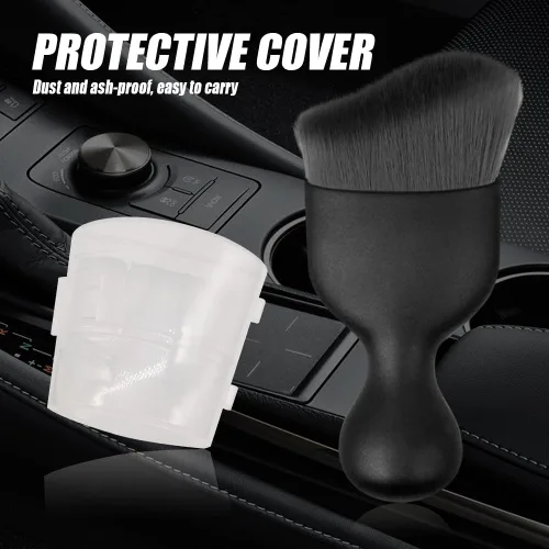 Vista 7 de HAOBO 2 cepillos para detalles del interior del automóvil, cepillos de limpieza suave para el cabello, colectores de polvo de suciedad curvos