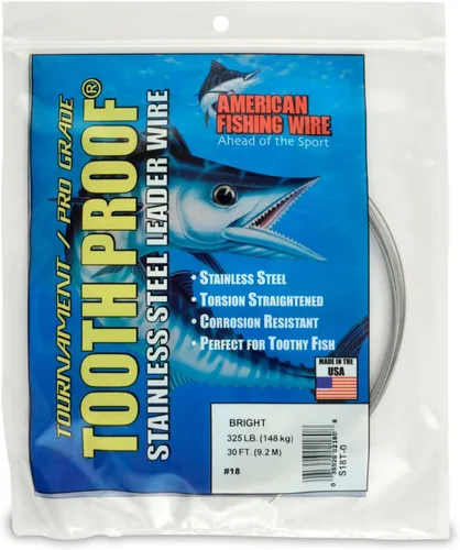 Vista 46 de AFW Alambre Líder Duro de Una Hebra de Acero Inoxidable a Prueba de Dientes - Brillante y Camuflaje para Tiburón, Barracuda, Caballa Real, Wahoo