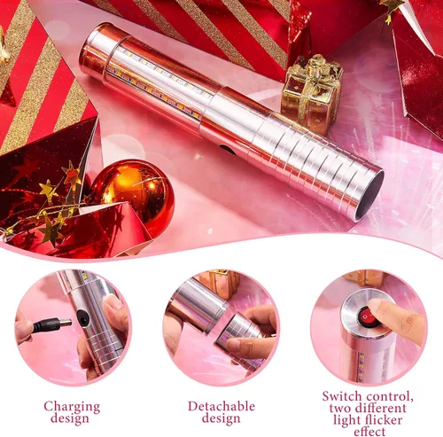 Vista 6 de Civaner 2 piezas de luces LED para servicio de botellas, luces estroboscópicas para botellas, luces LED reutilizables y recargables para champán