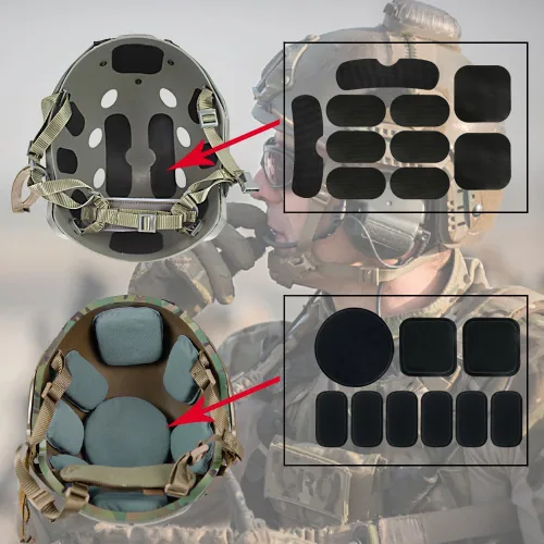 Vista 5 de AOUTACC juego de almohadillas universales para casco de airsoft, juego de almohadillas de espuma de recambio para casco Fast/Mich/ACH/USMC/PASGT