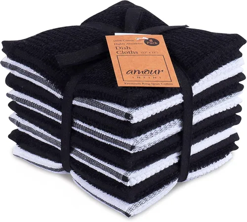 Vista 12 de AMOUR INFINI Juego de 8 paños de cocina para lavar platos, altamente absorbentes, súper suaves, trapos reutilizables de secado rápido para limpiar