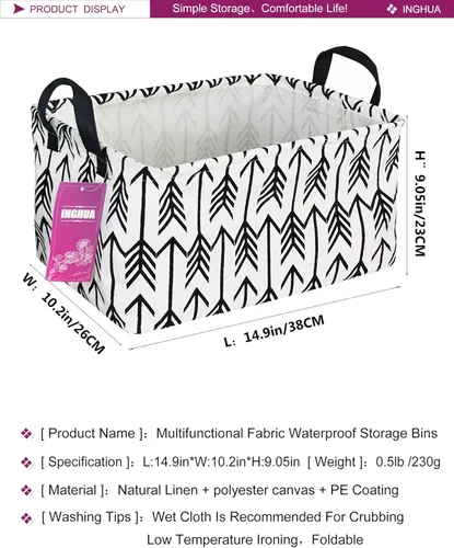 Vista 2 de Cesta de almacenamiento rectangular de tela con organizador de tela para juguetes, libros, ropa, regalos, mascotas - Perfecta para el hogar