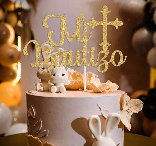 Vista 2 de Decoración de pastel español Mi Bautizo para decoración de fiesta de baby shower, comunión Mi Primera, primer cumpleaños, revelación de género