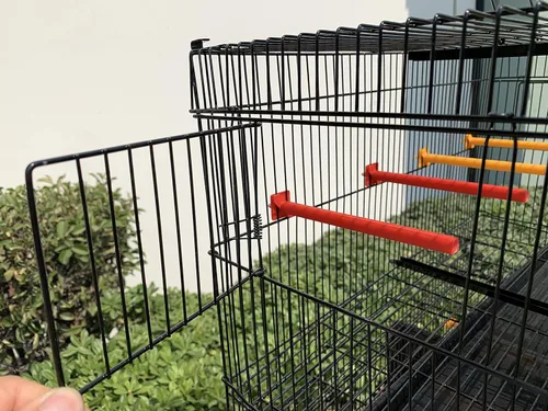 Vista 4 de Lote de 4 jaulas apilables para pájaros pequeños pinzones canarios (negro)