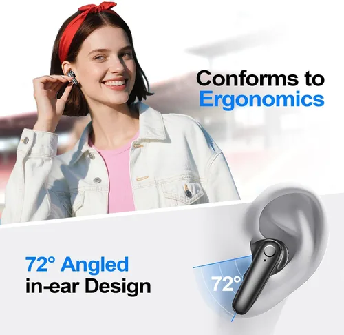Vista 2 de kurdene Auriculares Inalámbricos Bluetooth 5.4 Auriculares 60H Tiempo de Reproducción Graves Profundos Estéreo Auriculares con Micrófono Cómodos