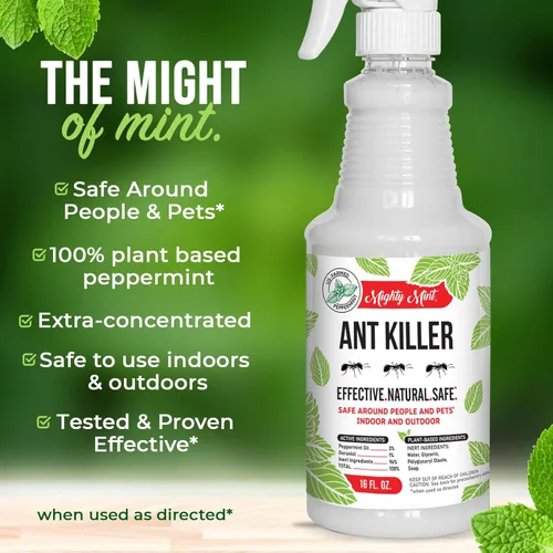 Vista 7 de Spray Antihormigas de Aceite de Menta Piperita Mighty Mint – Repelente Natural de Hormigas para Uso en Interior y Exterior – Control de Insectos