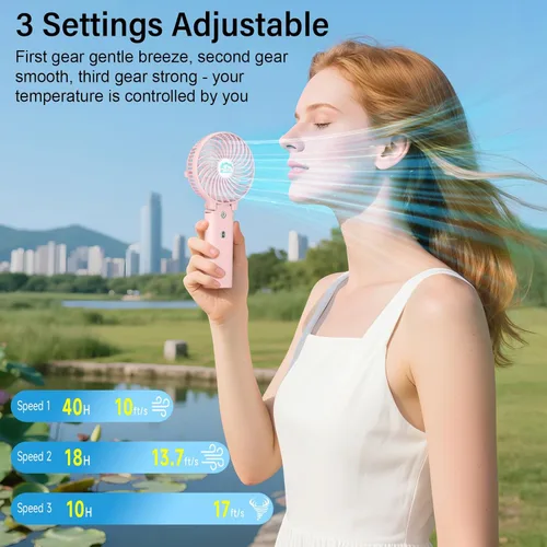 Vista 4 de HandFan Ventilador de mano personal de 10400 mAh, ventilador de mano de larga duración de 40 horas recargable, mini ventiladores de refrigeración