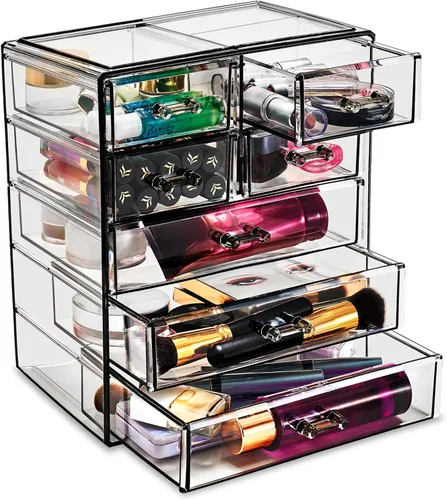 Sorbus Cosmetics - Cosmetiquero grande para maquillaje y joyas; elegante para colocar sobre el tocador o en el baño