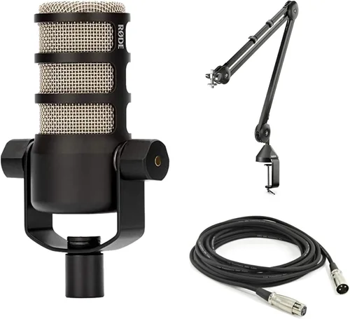 Vista 25 de Rode PodMic - Micrófono dinámico para podcast con cable XLR y paño de pulido StreamEye