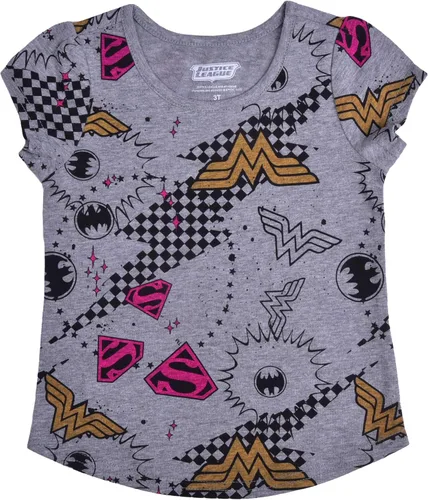 Vista 2 de DC Comics Justice League Girls T-Shirt 4 Pack for Toddler GreyPurpleRedBlue