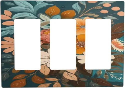 Vista 88 de Cubiertas decorativas para interruptor de luz de arte BOHO, figura abstracta de 1 gang, salida basculante, placa frontal decorativa del interruptor