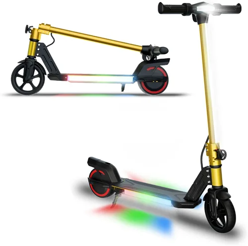 Vista 8 de Foldable Electric Scooter for Kids, with Bright Front LED Lights,Shining Pedal Lights, LED Display, Dual Brakes 150W Motor Kids Electric Scooter