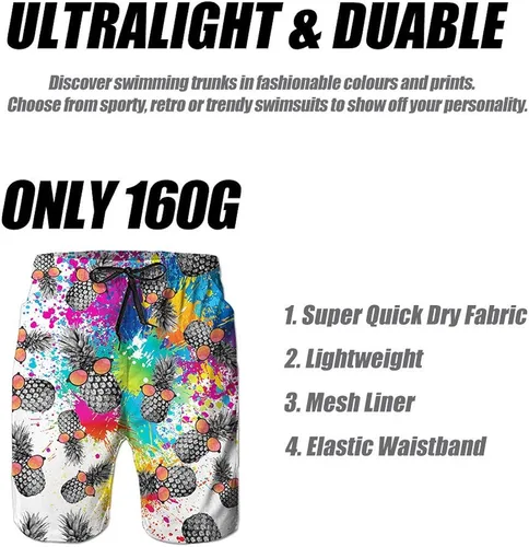 Vista 5 de Loveternal Traje de baño casual para hombre de secado rápido estampado pantalones cortos de playa de verano con forro de malla