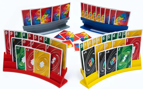BORICO Portatarjetas para Cartas de Juego - Paquete de 4 Soportes de Cartas de Juego para Niños y Adultos, Bandeja de Almacenamiento Apilable para
