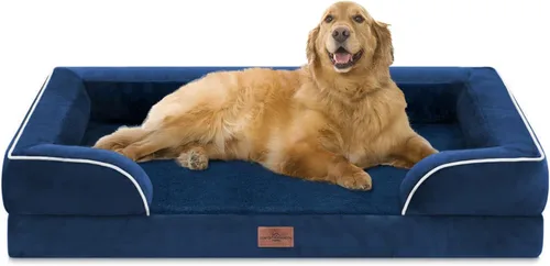 Vista 13 de Comfort Expression Cama ortopédica para perros extra grandes de 45 x 35 pulgadas, cama para mascotas XL de espuma tipo caja de huevos impermeable