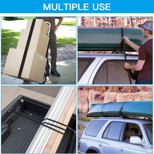 Vista 6 de Kshineni Correas de amarre, 4 correas de trinquete de amarre de 1 pulgada x 8.2 pies, correas ajustables de hebilla de leva resistentes para carga