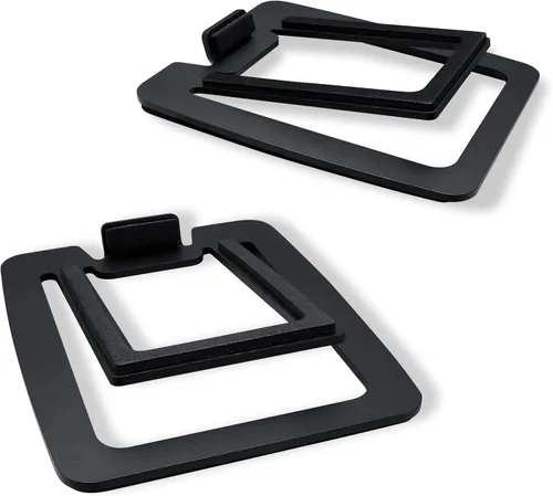 Sanyun SW601 - Soportes de altavoz de escritorio inclinados de 15° para altavoces compactos de computadora de 2 a 3 pulgadas, base de metal de acero