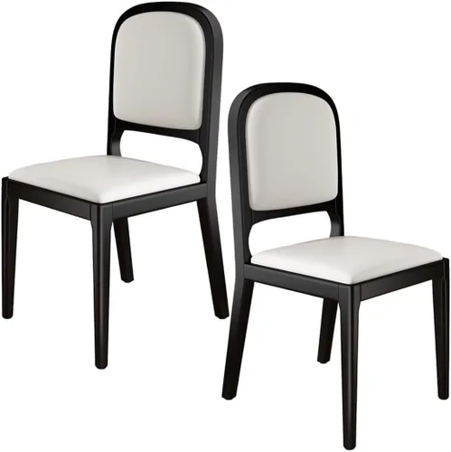 Vista 28 de YVYKFZD Solid Wood Dining Chairs, Armless Kitchen Chairs Set, Leather Upholstered Dining Room Chair, Minimalist Living Room Chair, for Offices