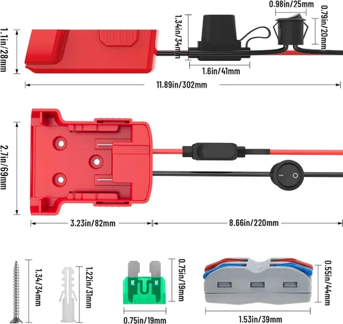 Vista 4 de Azocek Paquete de 2 Adaptadores de Rueda de Potencia Compatibles con Adaptador de Batería Milwaukee 18V Kit Convertidor de Batería de Rueda