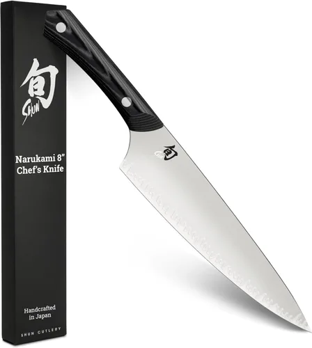 Shun Narukami - Cuchillo de chef de 8 pulgadas, cuchillo de cocina japonés hecho a mano para chefs profesionales y domésticos, núcleo de acero al