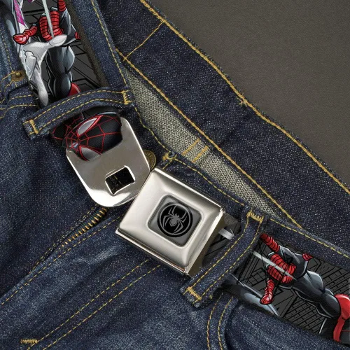 Vista 2 de Buckle-Down Men's Seatbelt Belt Spider-Man Kids, Hero Action Poses Grays, 1.0" Wide-20-36 Inches