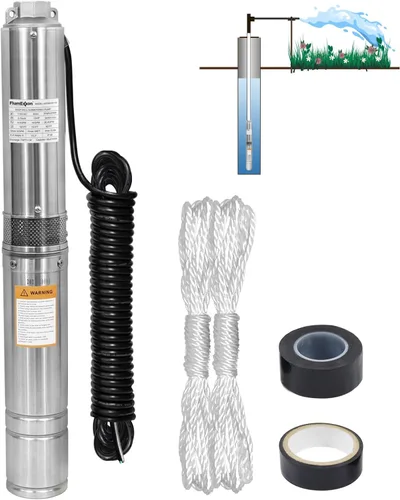 Bomba sumergible de pozo profundo 1HP 115V/60Hz, 34GPM, cabeza de 196 pies, con cable de 33 pies, bomba de pozo de agua de acero inoxidable para