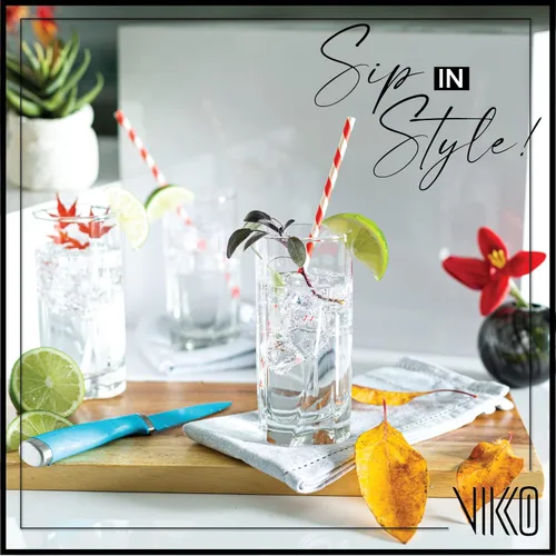 Vista 2 de Vikko Vasos para beber, juego de 6 vasos de 12 onzas, vasos de vidrio transparente para agua o jugo, vaso de vidrio Highball y vasos de agua