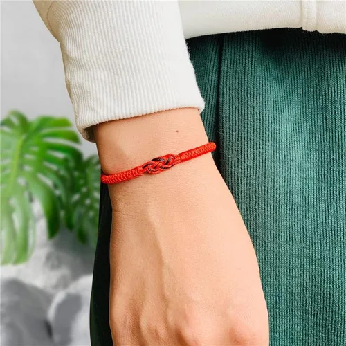 Vista 5 de Pingyongchang Pulseras de cuerda roja para parejas, protección a juego, relaciones de larga distancia, ajustable, de buena suerte, nudo, pulsera
