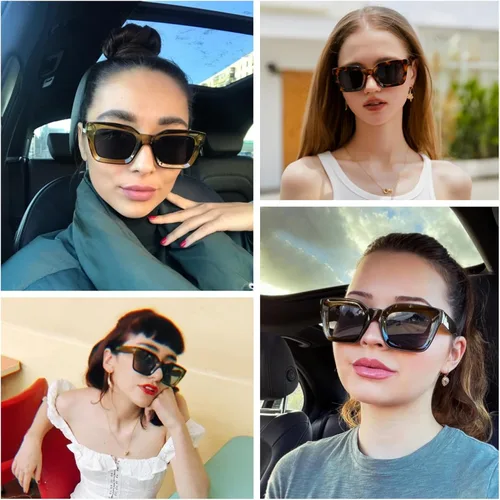 Vista 3 de FEISEDY Gafas de sol clásicas para mujer, gafas de sol cuadradas gruesas con marco grueso UV400 B2471